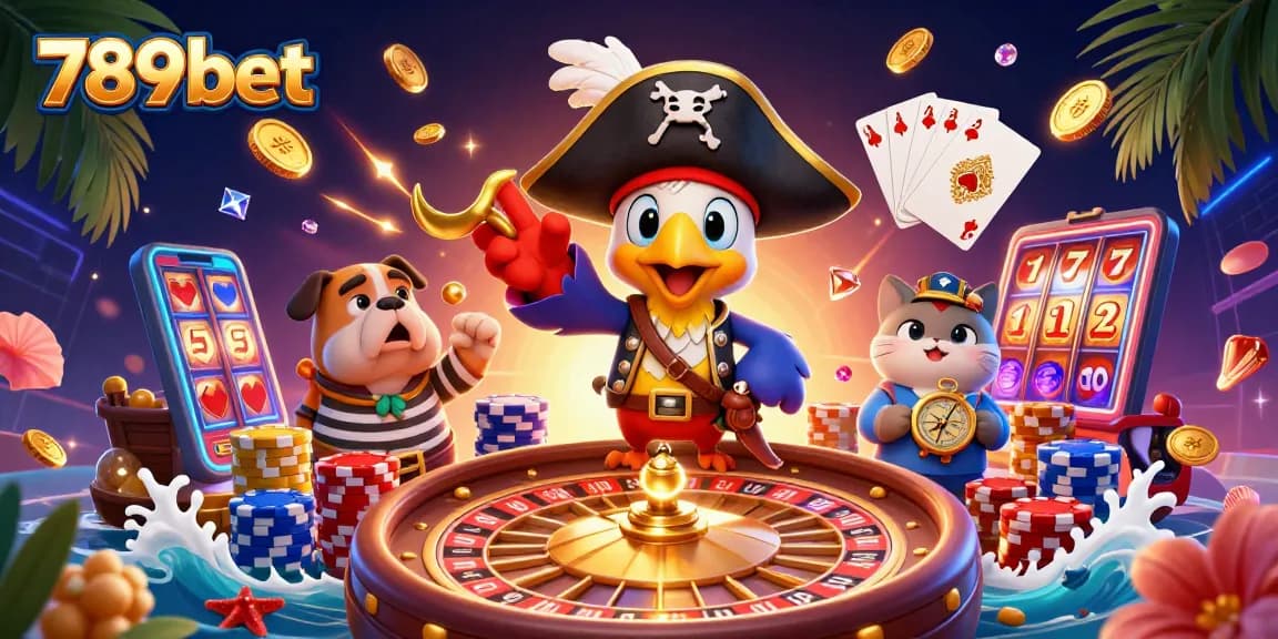 Engage in thrilling gaming adventures with 789bet in this vibrant 3D casino illustration.