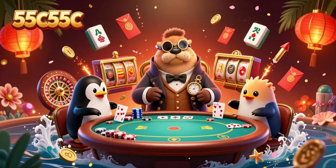Engage in thrilling poker action with 55c55c at a vibrant underwater casino scene.
