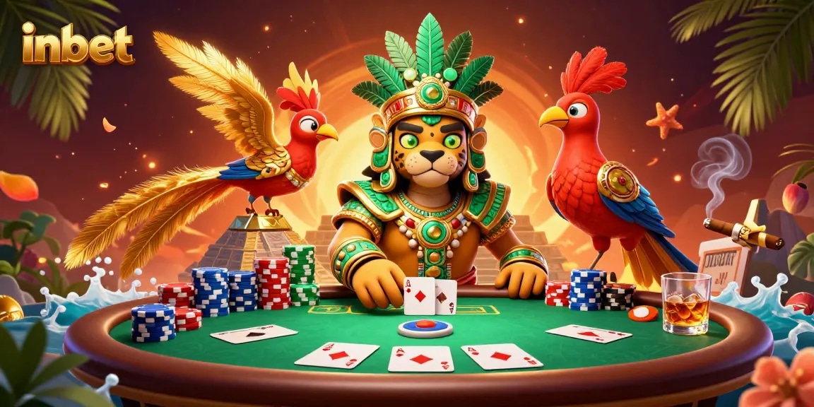 Experience thrilling poker action with inbet's dynamic and engaging 3D casino scene featuring iconic characters.