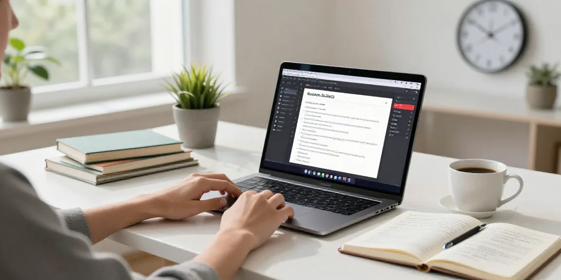 Creating opinion articles with AI in a modern writing workspace, featuring a laptop and inspiring environment.