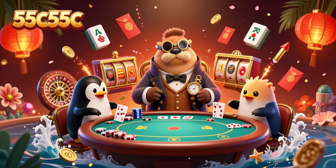 Engage in thrilling poker action with 55c55c at a vibrant underwater casino scene.