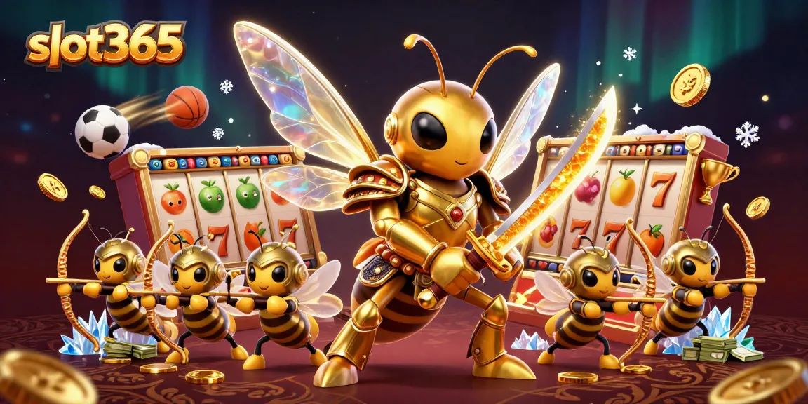 Play exciting slot365 games featuring vibrant visuals and engaging elements in a dynamic casino scene.