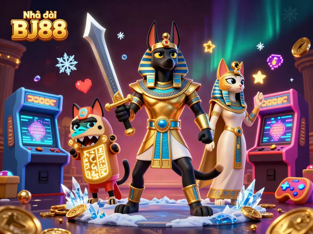 Experience thrilling gameplay at Nhà cái BJ88 with dazzling 3D characters and casino elements.