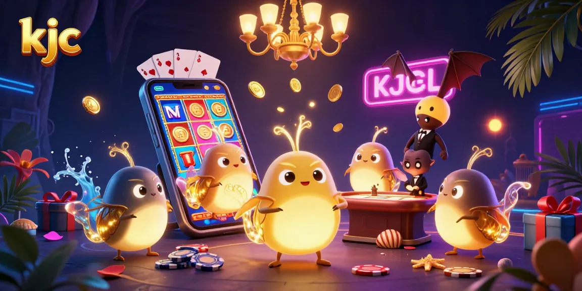 Experience thrilling gaming at kjc with glowworms illuminating a vibrant casino scene.
