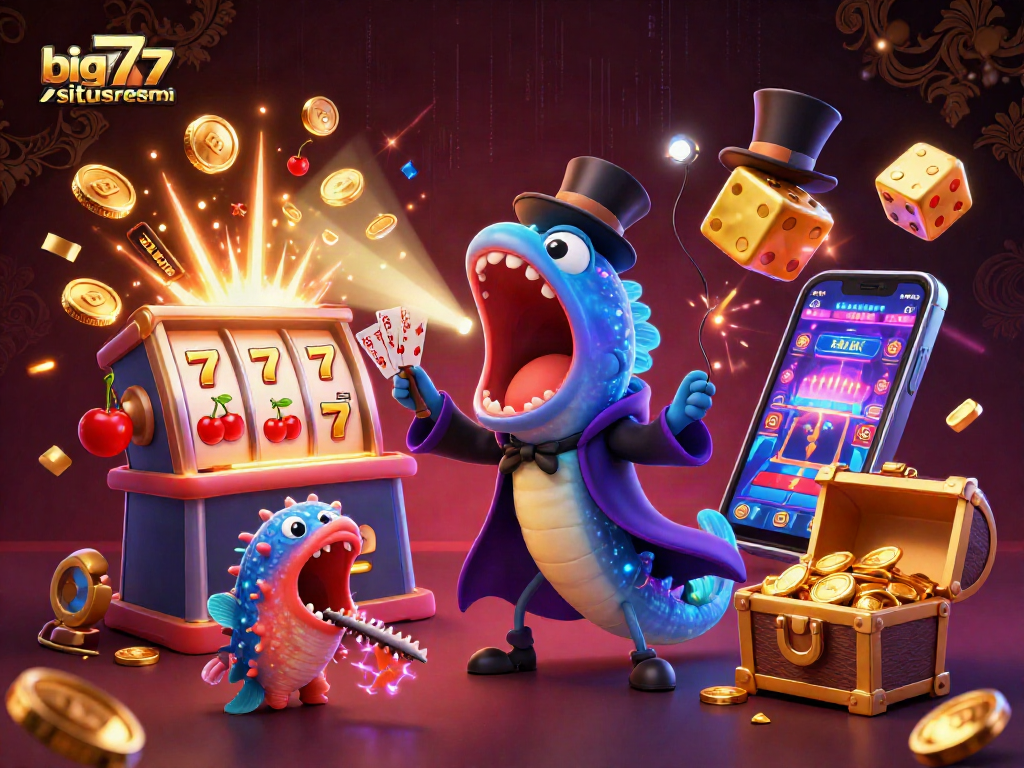 big777situsresmi showcases a lively magic act with unique sea creatures and exciting casino elements.