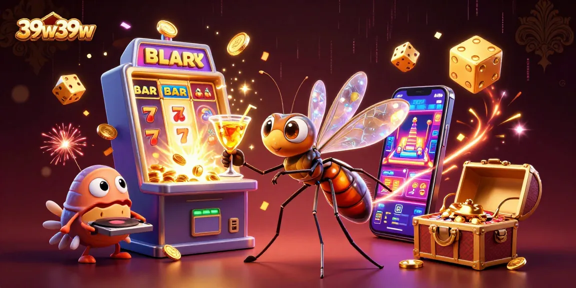 39w39w showcases a lively casino scene with a frozen mosquito mascot and exciting game elements.