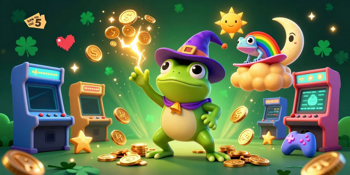 Bet on keo nha cai 5 with excitement as golden coins rain down from a wizard frog's storm in a vibrant 3D digital scene.