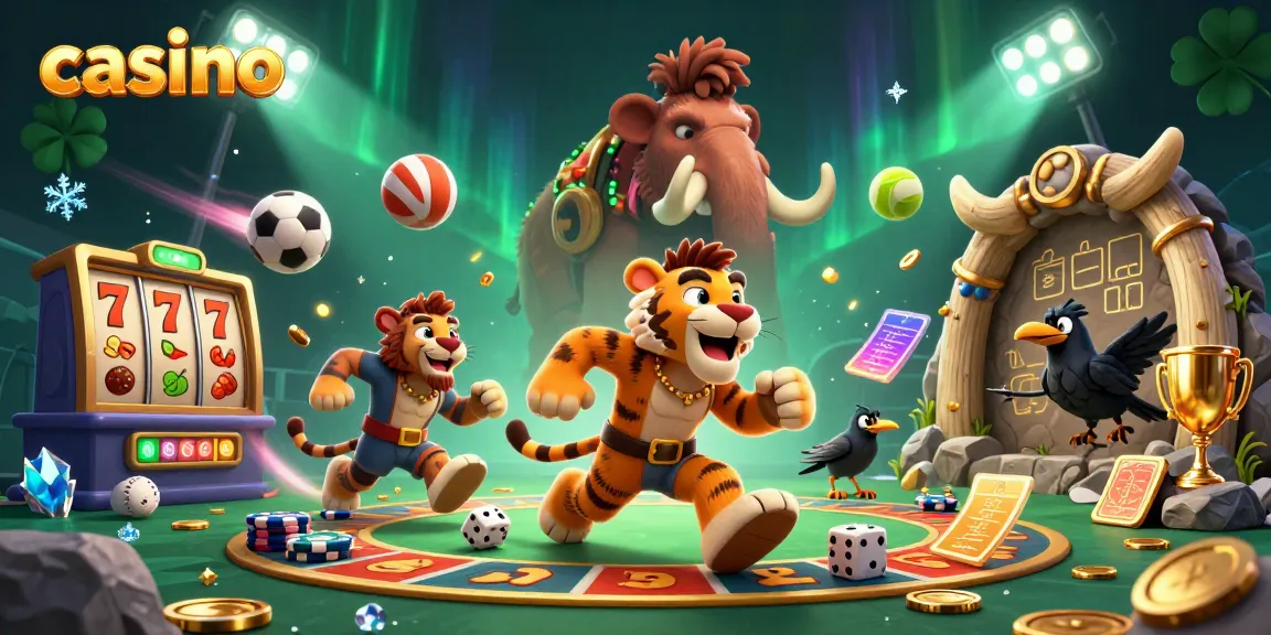 Experience thrilling casino fun with prehistoric characters in a dynamic gambling scene.