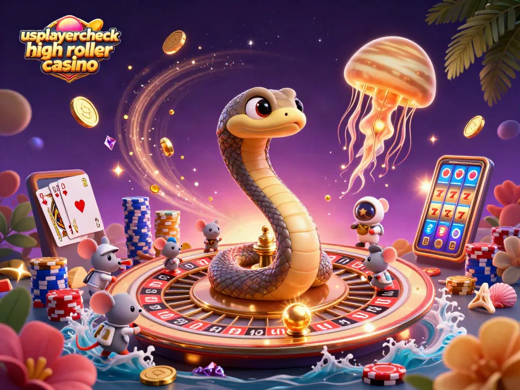 Bet big at usplayercheck high roller casino with roulette, slots, and dazzling cosmic elements.