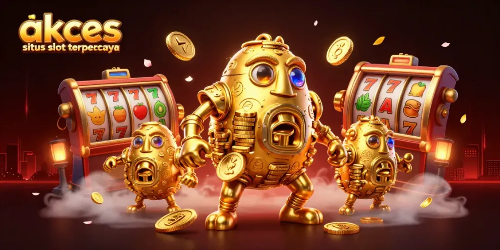 Menangkan akses situs slot terpercaya dengan simbol slot yang berkilau dan karakter keberuntungan.