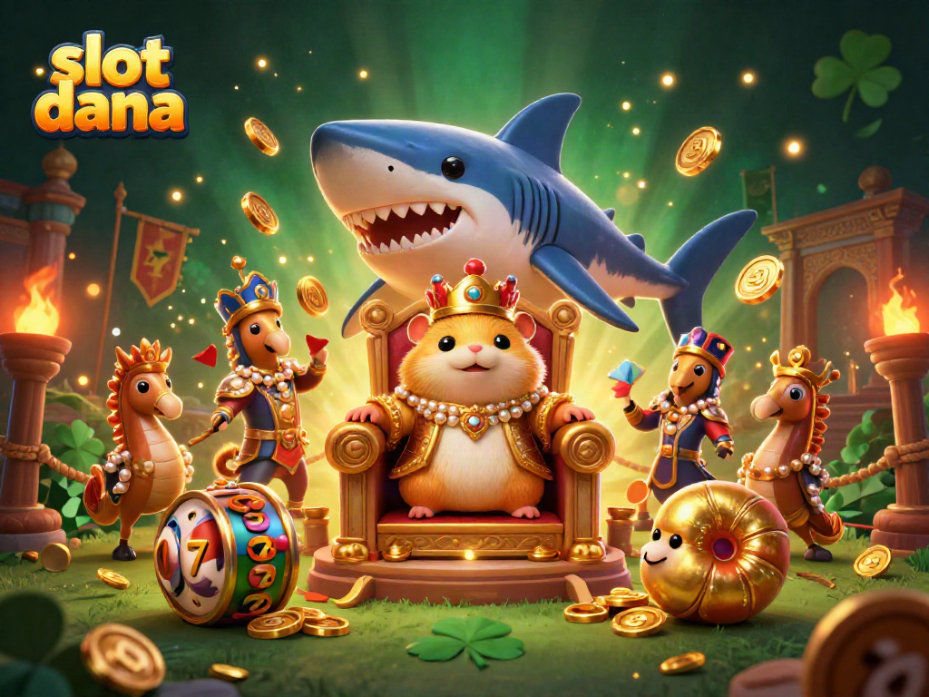 Gambar slot dana dengan karakter hamster raja emas dan elemen slot yang mengesankan.