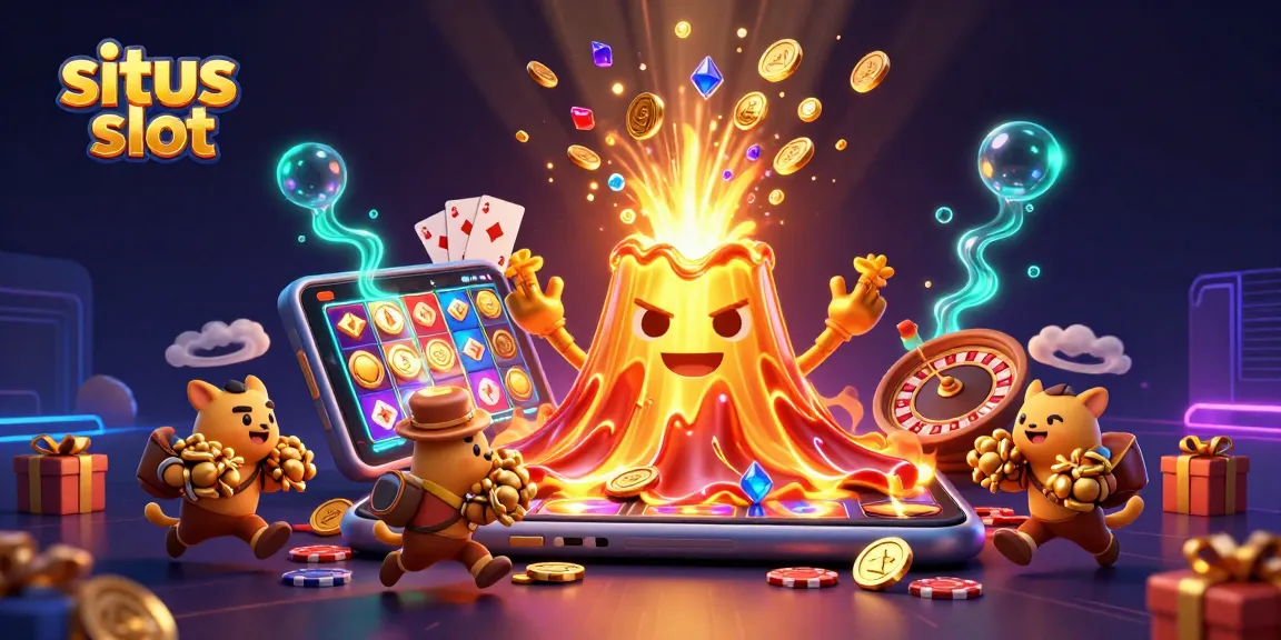 Experience thrilling situs slot action with a vibrant eruption of treasure in this dynamic scene.