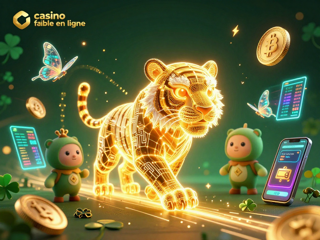 Visualisez un tigre lumineux dans un casino numérique, symbolisant le casino fiable en ligne.