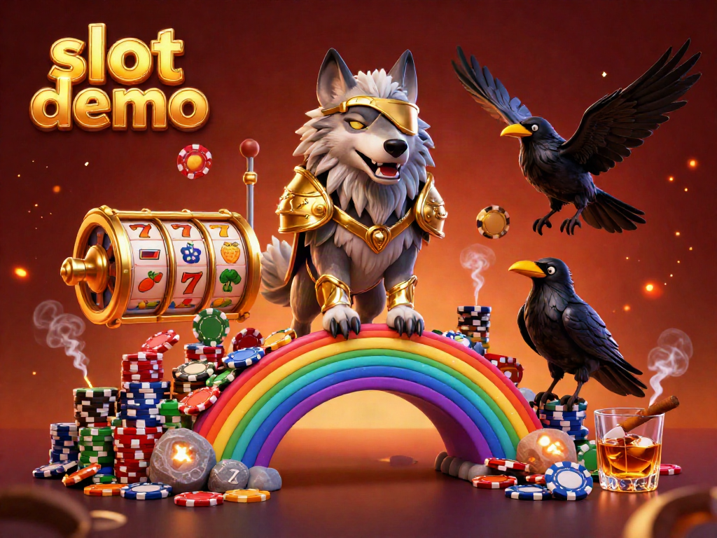 Experience the immersive slot demo with Odin, ravens, and vibrant casino elements in a captivating scene.