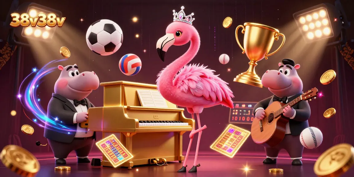 Experience the excitement of 38v38v with vibrant casino characters and dynamic sports elements.