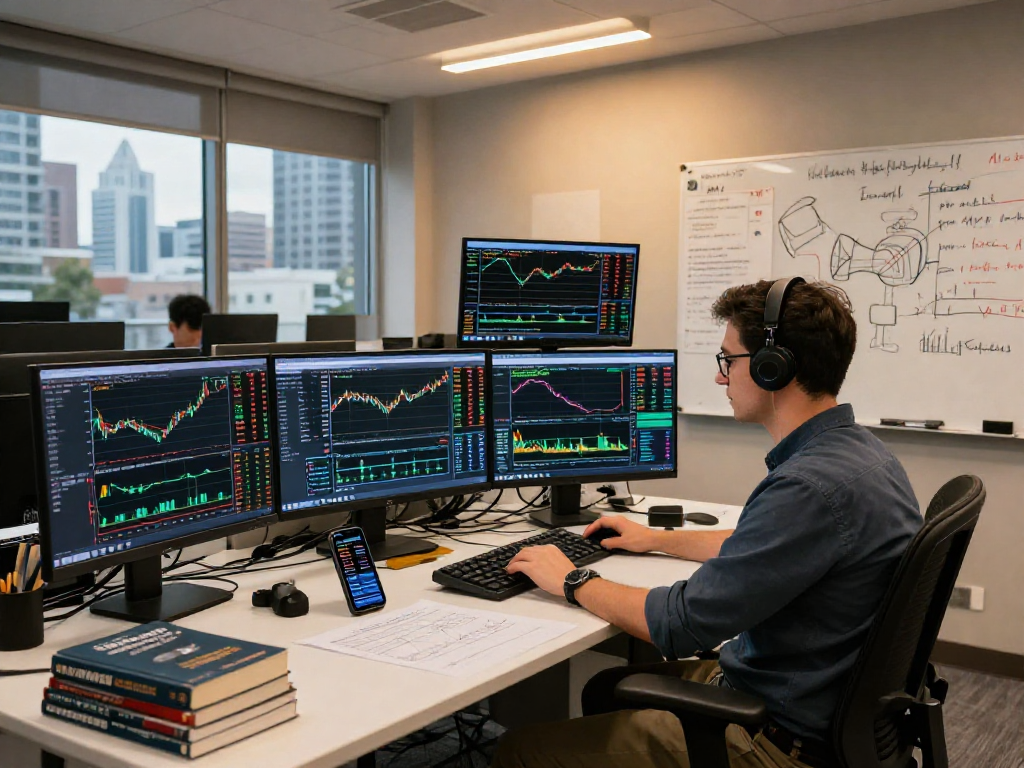 TradingView 实时行情分析平台的专业交易工作区图，展示多屏交易图表和技术分析工具。