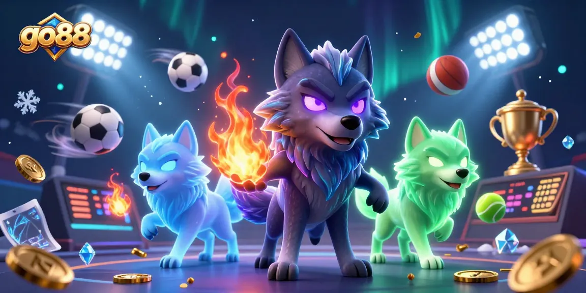 Experience go88's thrilling gaming landscape with dynamic sports elements and mystical characters.