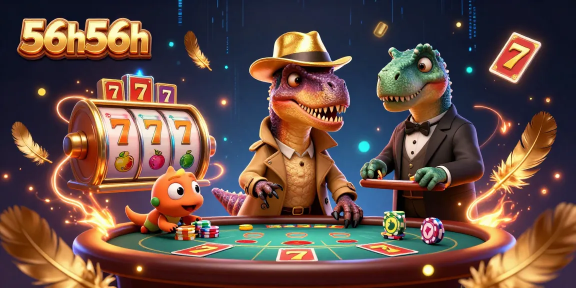 Aproveite a ação no cassino com 56h56h, onde um velociraptor tenta não ser notado à mesa de blackjack.