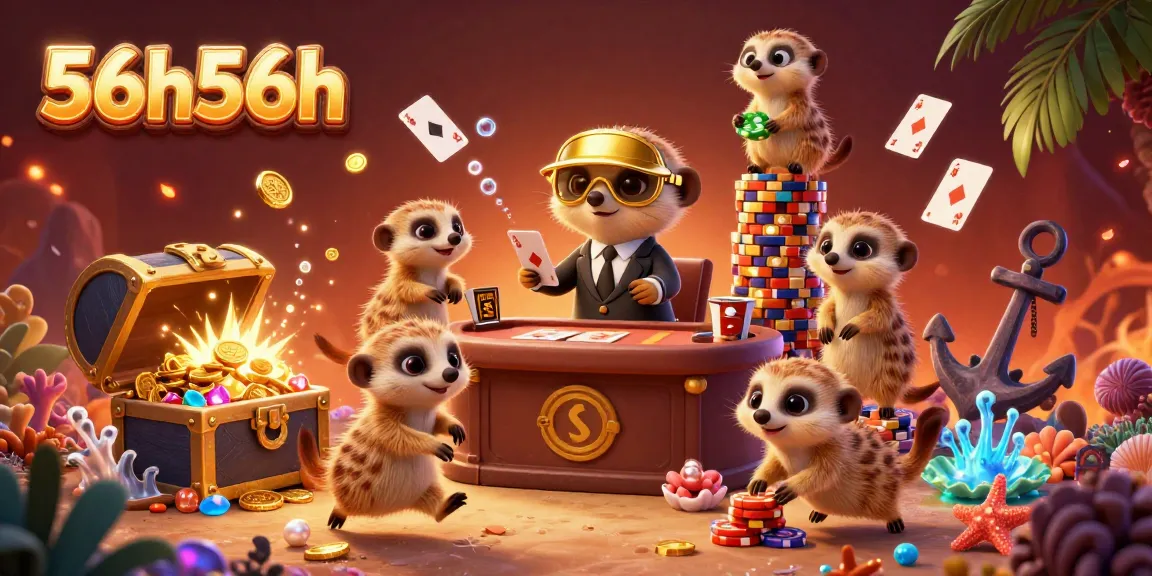 Meerkats orchestrate an exciting casino operation in vibrant 56h56h themed scene filled with fun elements.