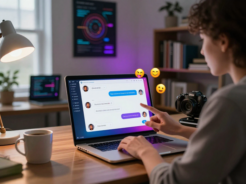 Interactive spicy chat AI interface enhancing user experience in a vibrant tech workspace.