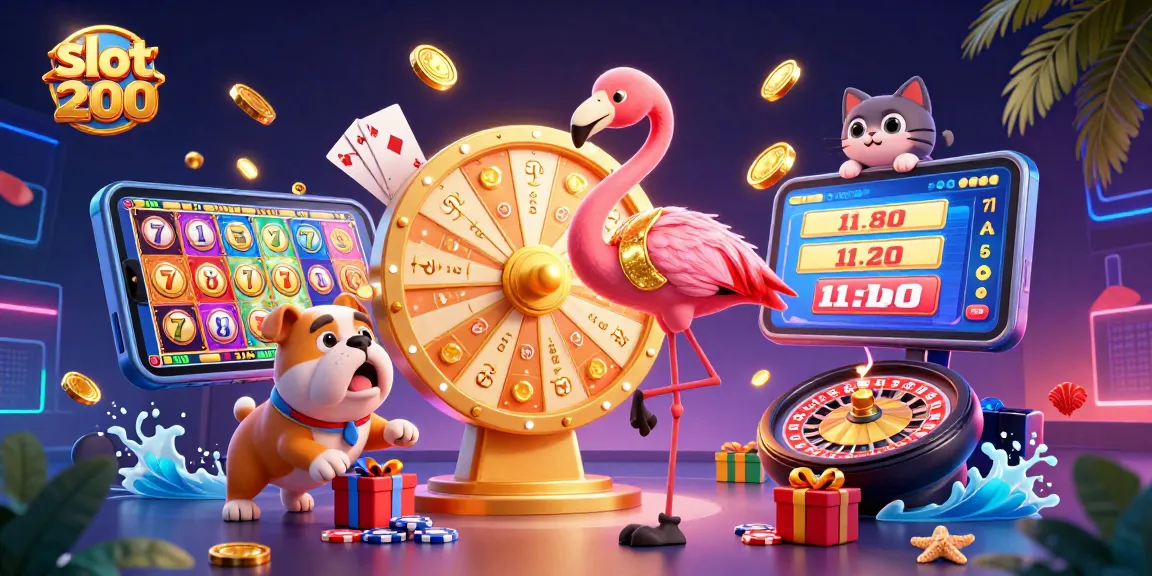 Spin the giant prize wheel with slot200 for exciting wins and prizes in this vibrant casino scene.