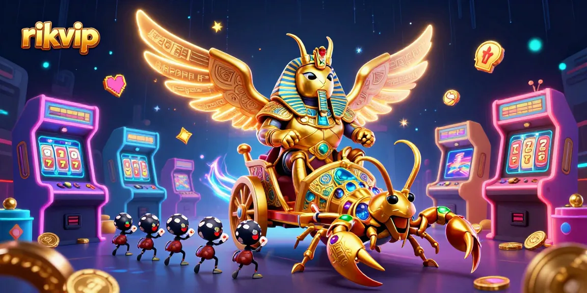 Experience thrilling excitement with rikvip in a dynamic 3D casino game scene with vibrant characters and colorful elements.