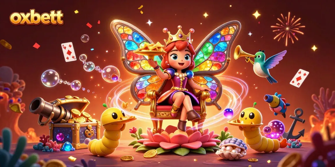 Experience exciting gameplay at Oxbett with vibrant casino-themed 3D illustration
