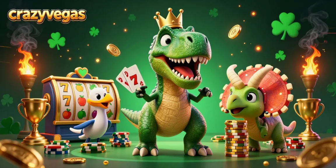 Experience the thrill at crazyvegas with animated characters shuffling cards and stacking chips in a vibrant casino scene.