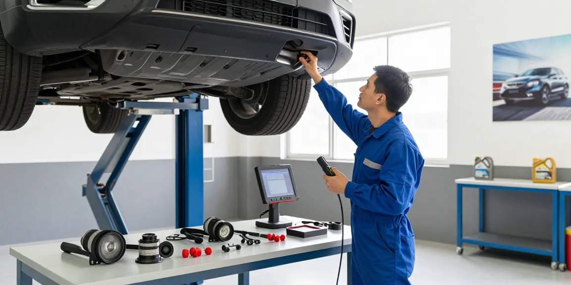 DPF Reinigung Hannover in einer modernen Werkstatt mit Mechaniker und Fahrzeug.