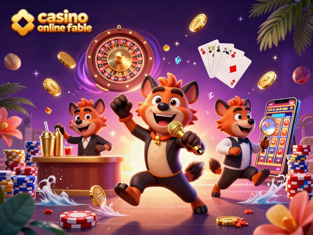 Disfruta de la diversión en un casino online fiable con una ilustración de hienas en acción.
