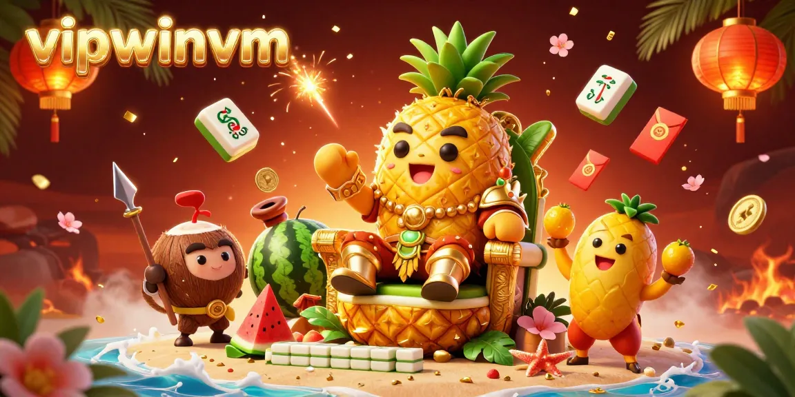 Experience the vibrant action of vipwinvm with a golden pineapple king at a beach casino.
