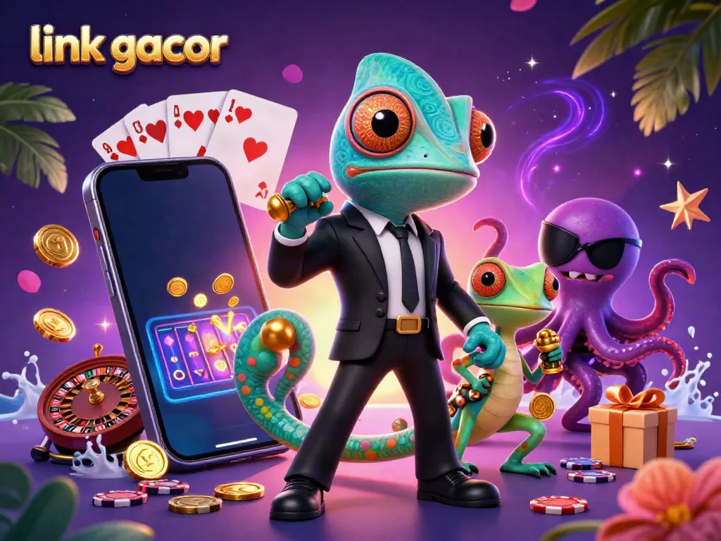 Enjoy winning with link gacor in a vibrant 3D casino scene filled with dynamic game elements.