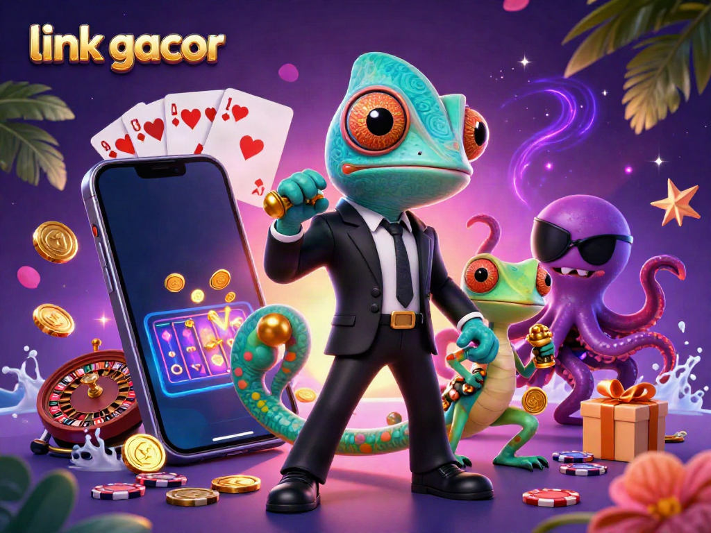 Enjoy winning with link gacor in a vibrant 3D casino scene filled with dynamic game elements.