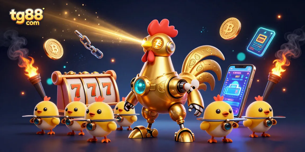 Experience the thrill at tg88 com with a golden rooster robot and exciting casino elements