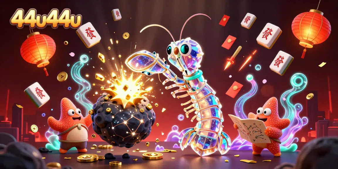 Immerse in the galactic excitement of 44u44u as samurai shrimp battle gems and coins.