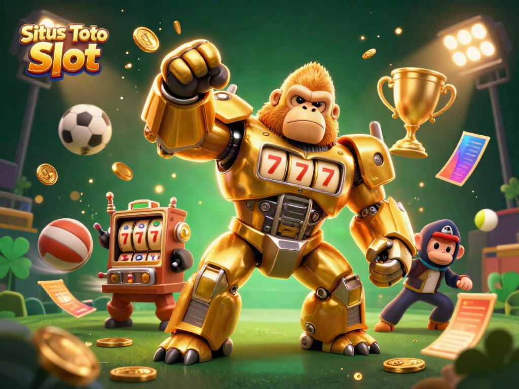 Menggandakan kesenangan bermain Situs Toto Slot dengan karakter gorila emas dan elemen judi yang dinamis.