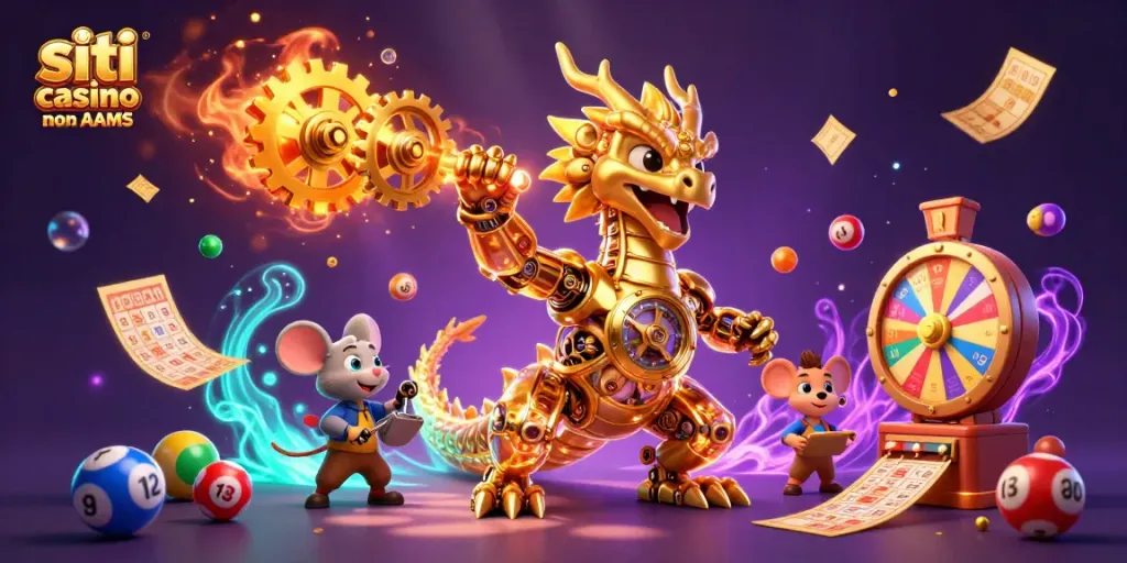 I siti casino non AAMS offrono giochi divertenti con un drago d'oro e palline colorate che saltano
