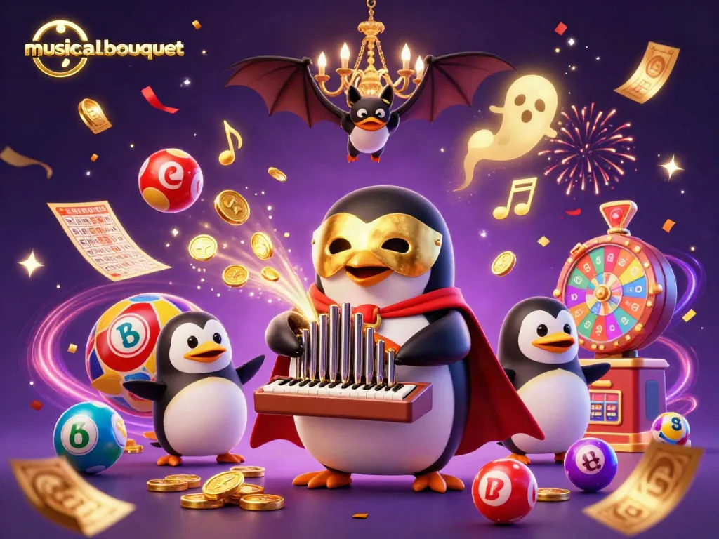 Experience the musicalbouquet casino magic with a penguin organist and vibrant gaming elements.