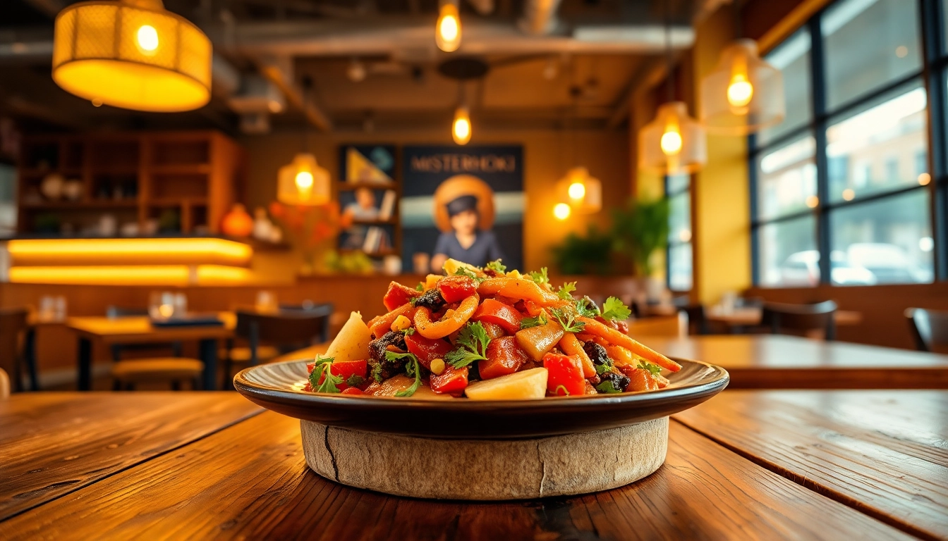 Savor MISTERHOKI's exquisite dish artfully presented in a cozy, welcoming restaurant setup.