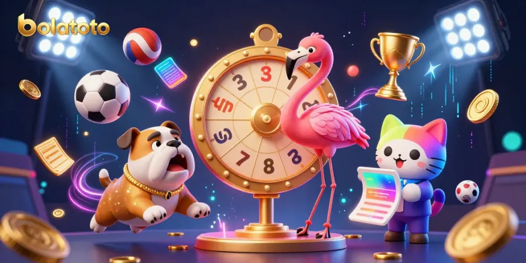 Experience excitement with bolatoto's vibrant game show scene featuring thrilling prizes and energetic characters.