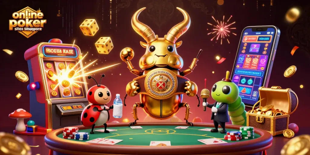 Engage with top online poker sites Singapore featuring dynamic poker tables and energetic characters.