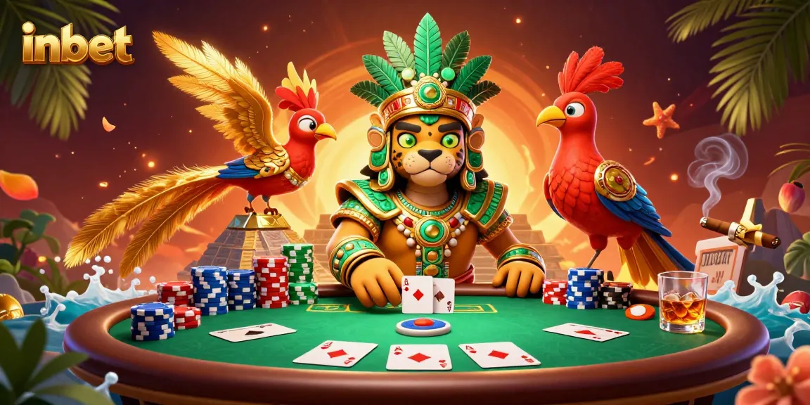 Experience thrilling poker action with inbet's dynamic and engaging 3D casino scene featuring iconic characters.