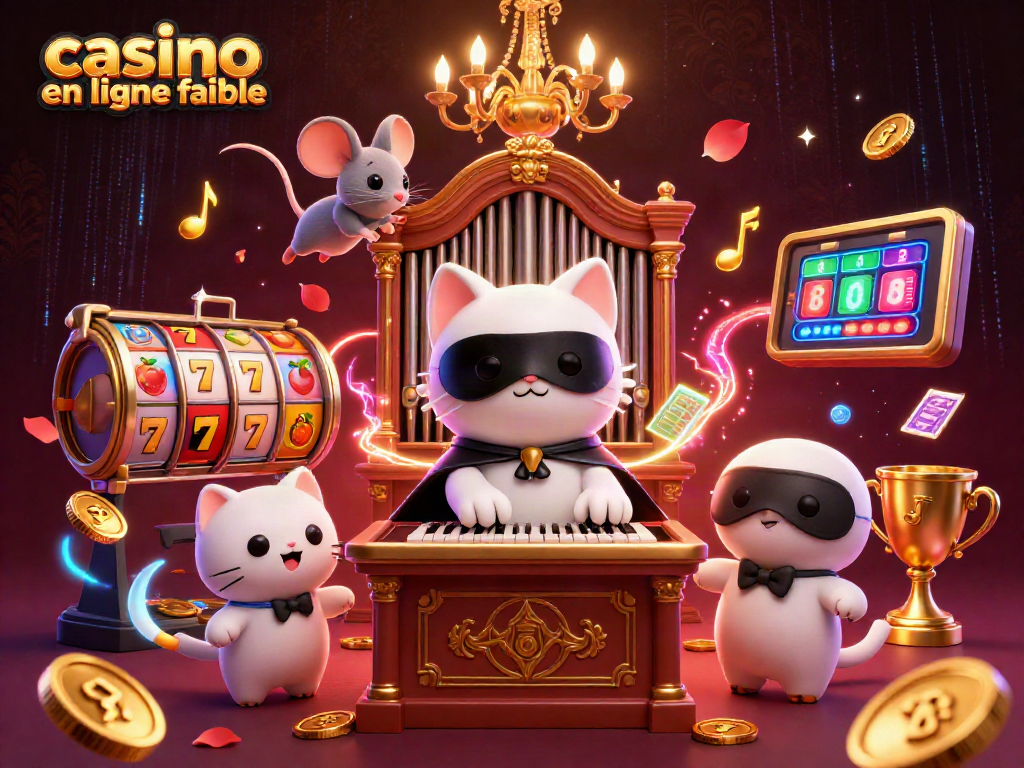 Jouer au casino en ligne fiable avec des machines à sous, un chat fantôme, et une souris acrobate.