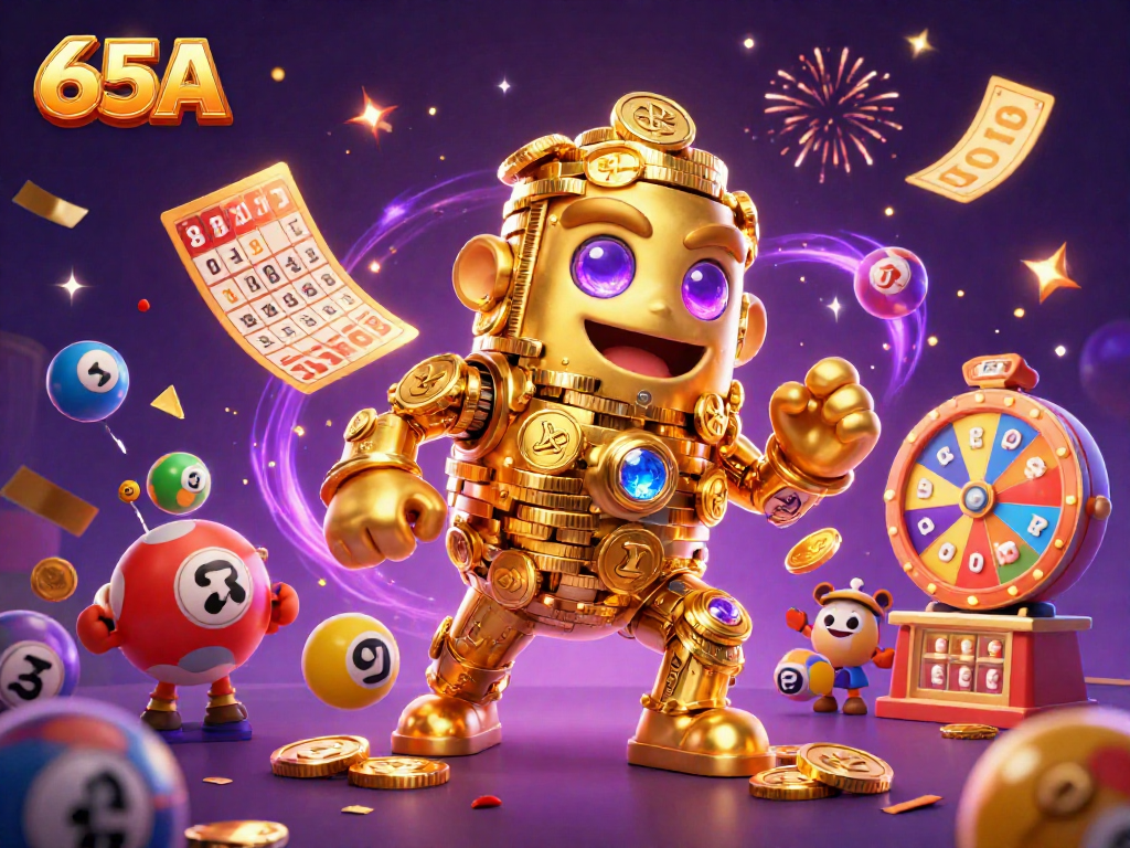 Os números coloridos das loterias dançam em torno da forma mágica do golem, 65A.