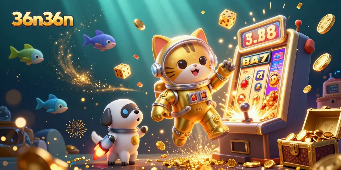 Experience thrilling gameplay with 36n36n in a vibrant 3D casino scene full of jackpots.