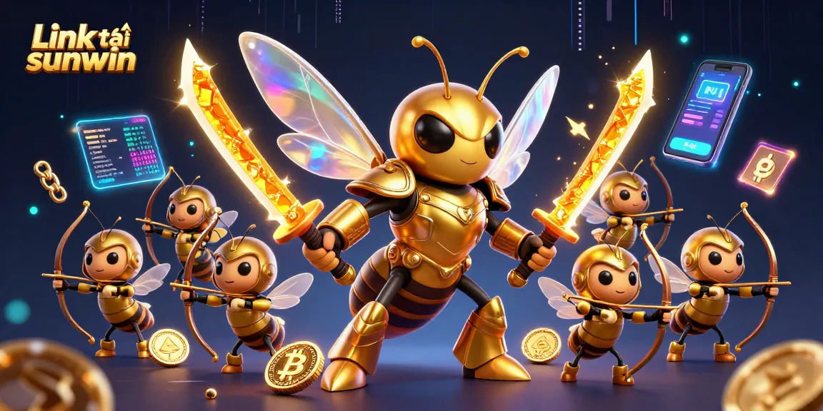 Engage in the excitement of Link tải sunwin with a vibrant 3D illustration featuring mythical characters and crypto elements.
