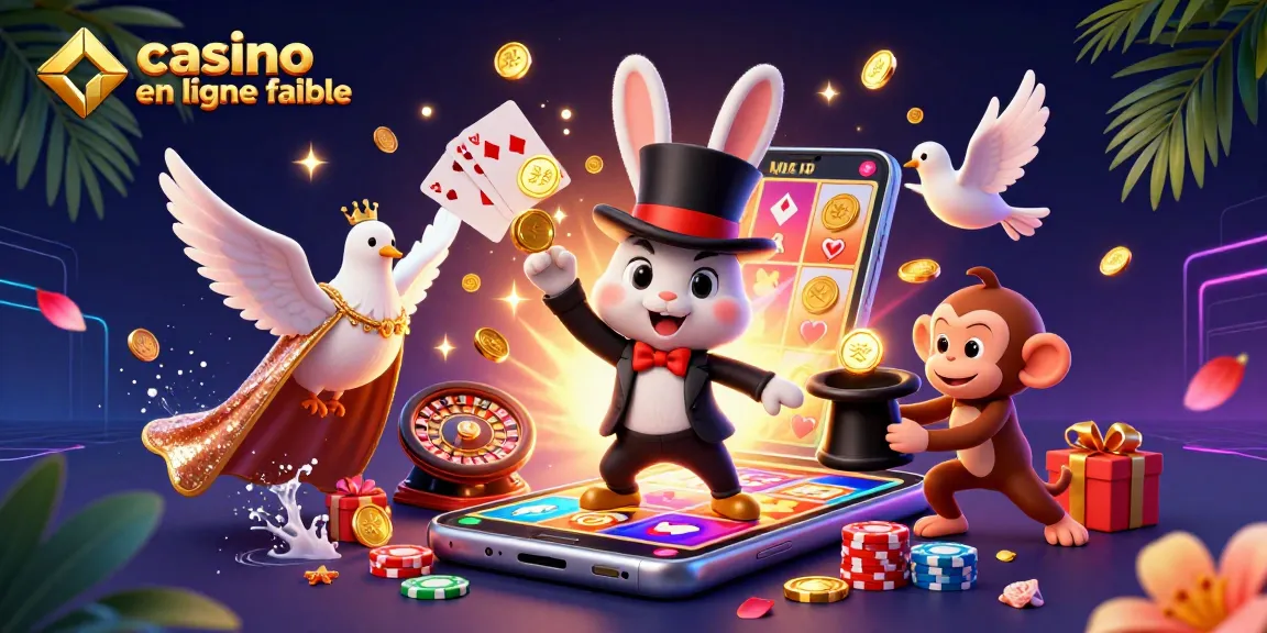 Jouez dans un casino en ligne fiable et découvrez un spectacle magique avec un lapin extravagant, des pièces d'or et des jetons de poker.