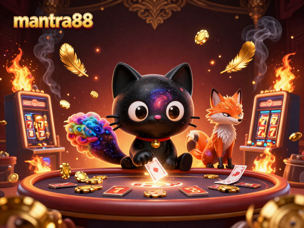 Experience thrilling gameplay with mantra88's captivating characters in a vibrant cosmic casino.
