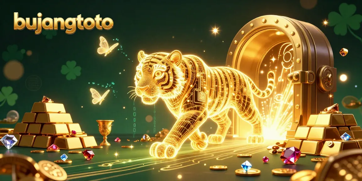 Engage with bujangtoto's exciting digital casino experience featuring golden tiger and sparkling gems.