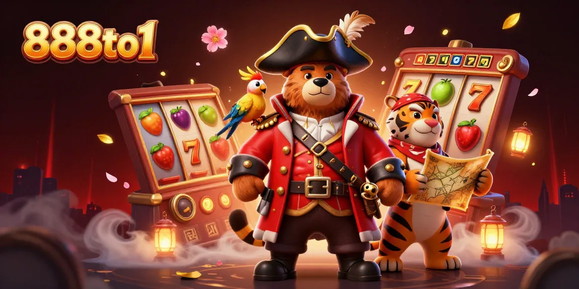 Experience thrilling gameplay with 888to1 as a pirate bear and tiger navigate colorful slot games.